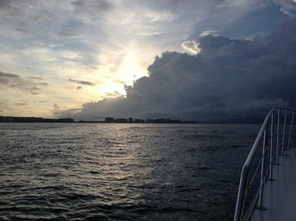 Beautiful skies in the morning of a fishing charter East Pass Destin FL