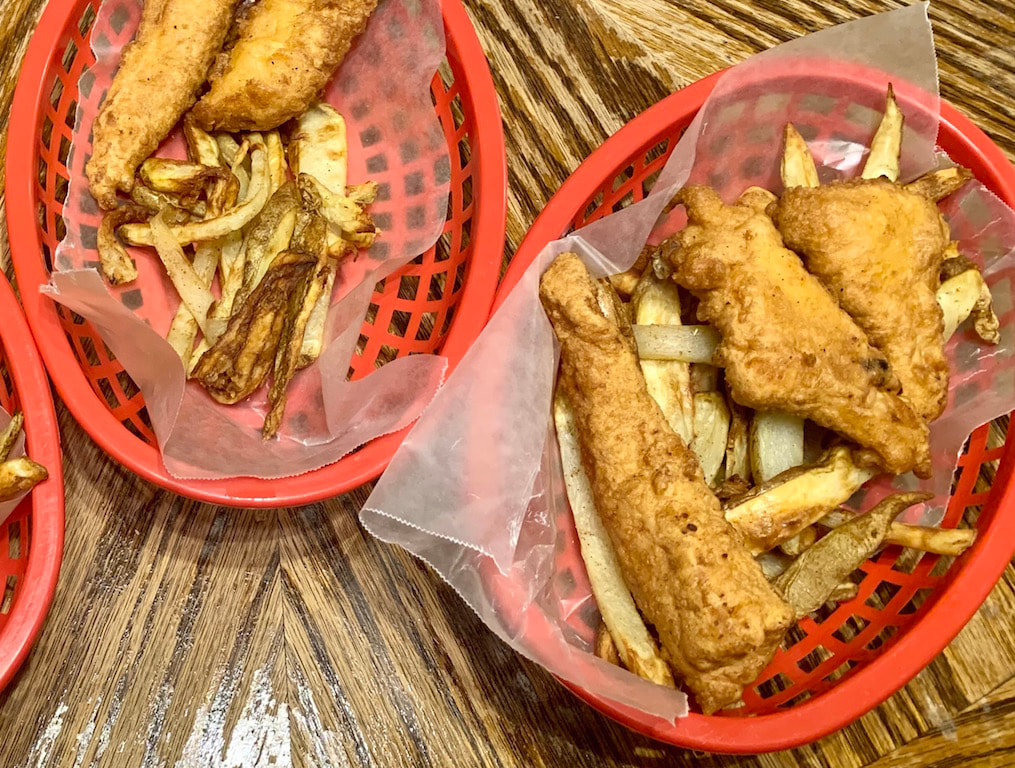 Fish and chips in a basket! Perfect meal idea on vacation.